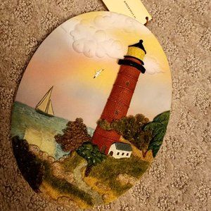 3D handpainted Jupiter Inlet, FL lighthouse plaque new w/ tags
